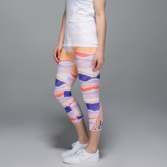 lululemon athletica Pants - NEW Lululemon True Self Colorful Bleacher Stripe Netted Crop Leggings